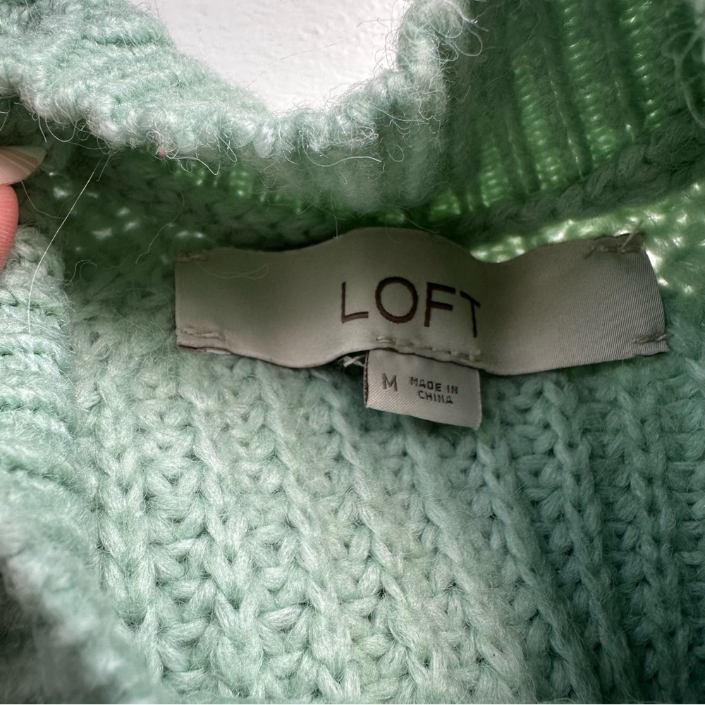LOFT Mockneck Knit Sweater in Light Green - Picture 5 of 6